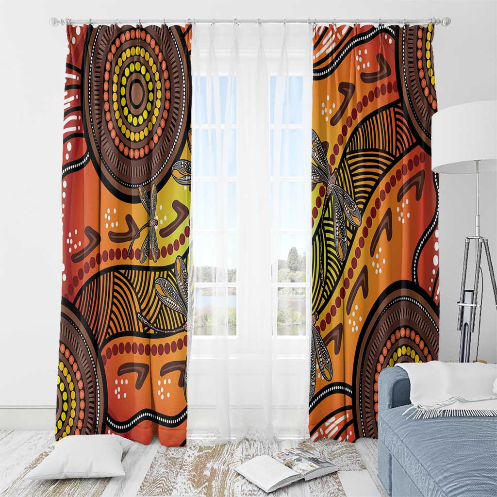 Australian Dragonfly Indigenous Art Window Curtain