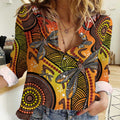 Australian Dragonfly Indigenous Art Women Casual Shirt