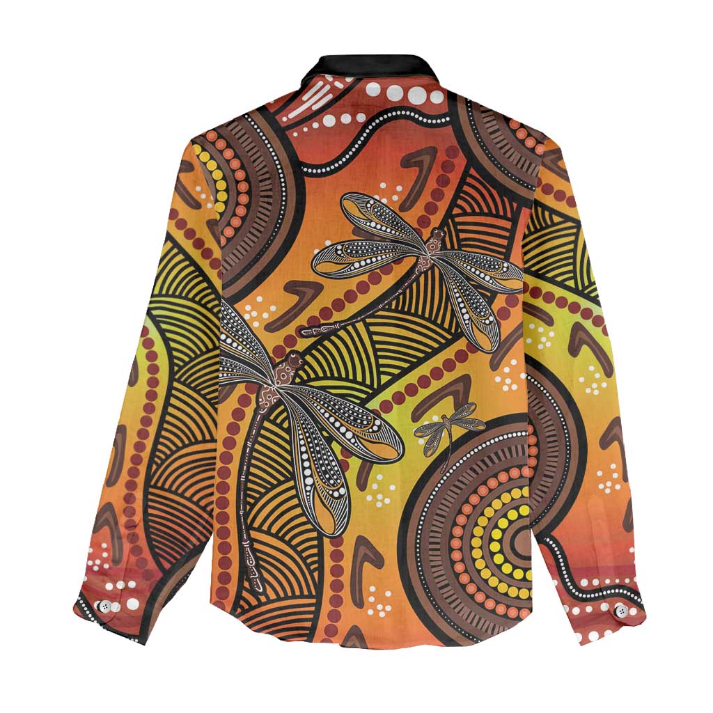 Australian Dragonfly Indigenous Art Women Casual Shirt