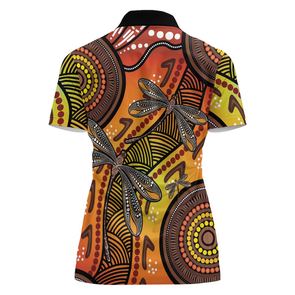 Australian Dragonfly Indigenous Art Women Polo Shirt