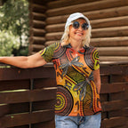 Australian Dragonfly Indigenous Art Women Polo Shirt