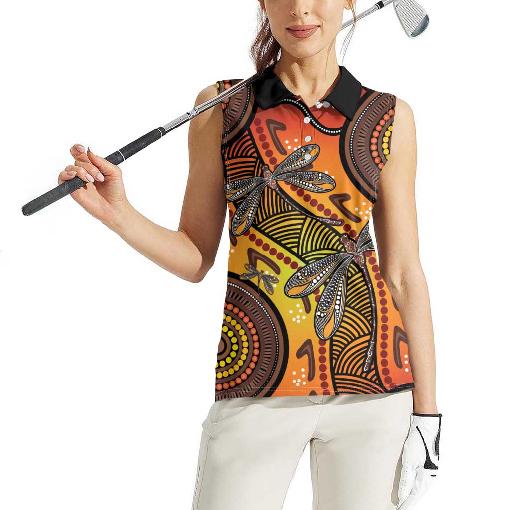 Australian Dragonfly Indigenous Art Women Sleeveless Polo Shirt