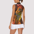 Australian Dragonfly Indigenous Art Women Sleeveless Polo Shirt