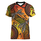 Australian Dragonfly Indigenous Art Women V-Neck T-Shirt