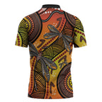 Australian Dragonfly Indigenous Art Zipper Polo Shirt