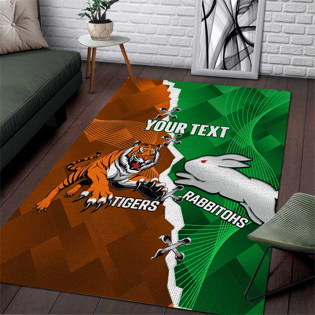 Custom Rabbitohs And Tigers Area Rug Together Dynamic Style