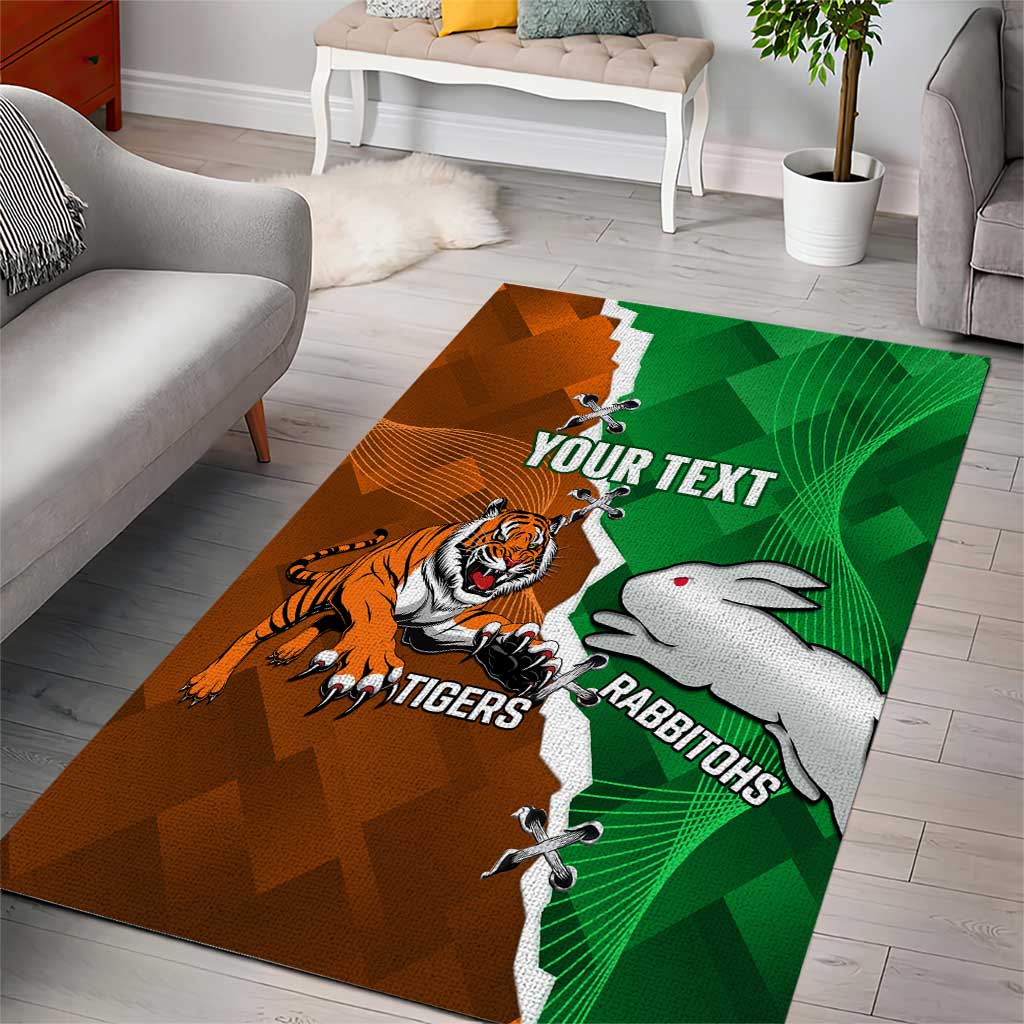 Custom Rabbitohs And Tigers Area Rug Together Dynamic Style