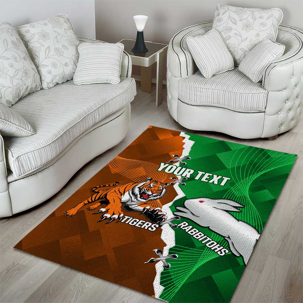 Custom Rabbitohs And Tigers Area Rug Together Dynamic Style