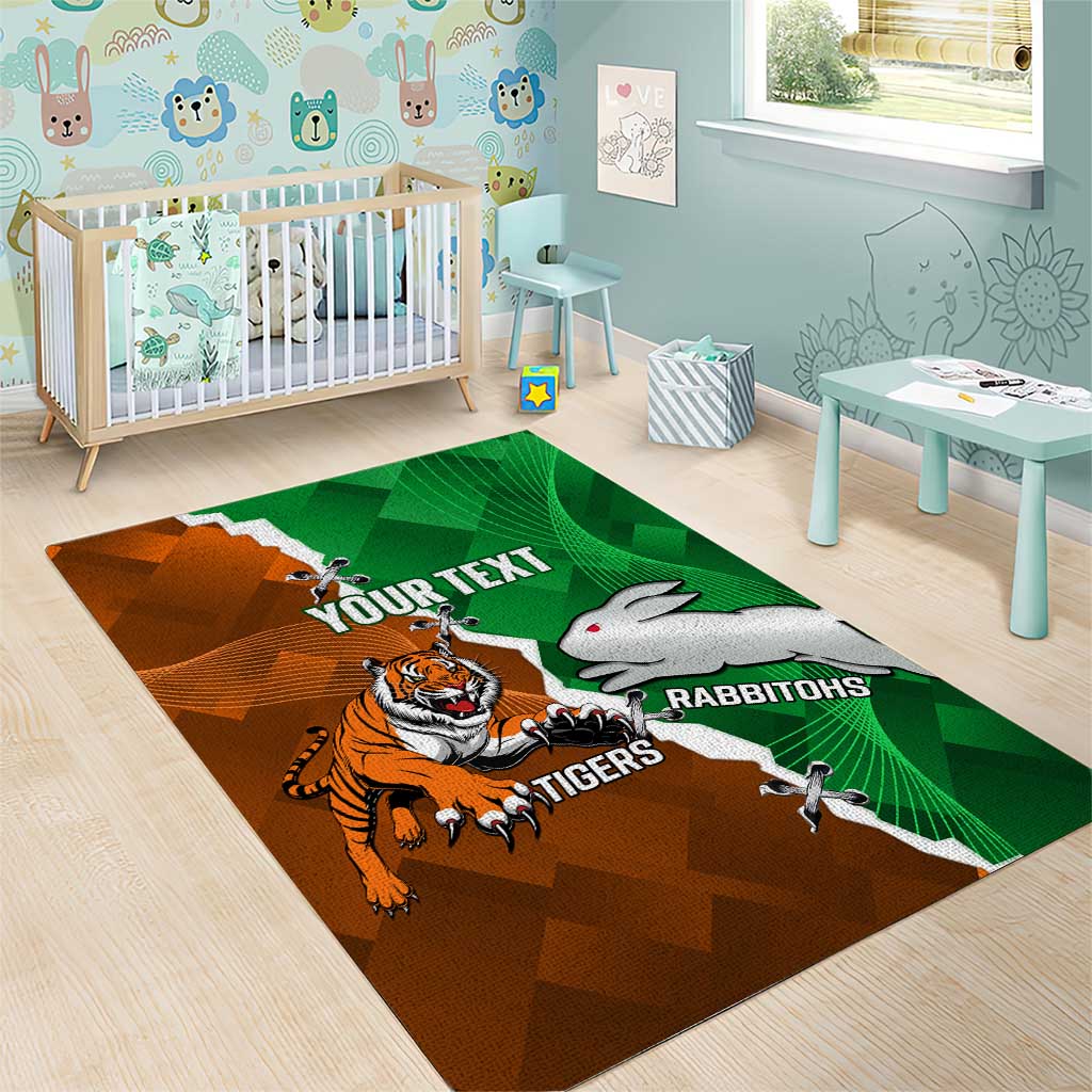 Custom Rabbitohs And Tigers Area Rug Together Dynamic Style