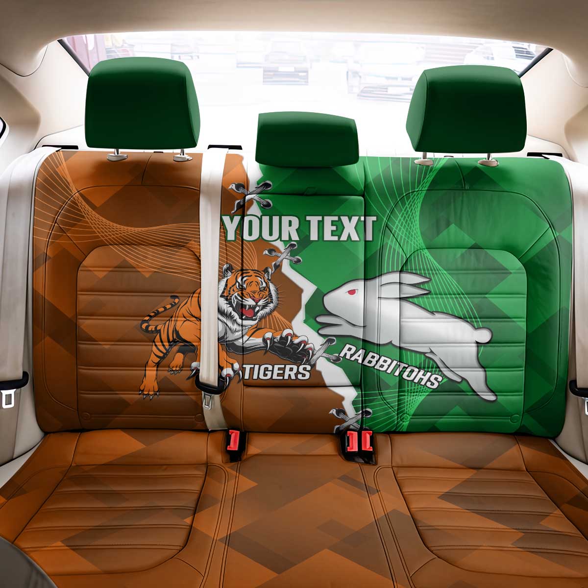 Custom Rabbitohs And Tigers Back Car Seat Cover Together Dynamic Style