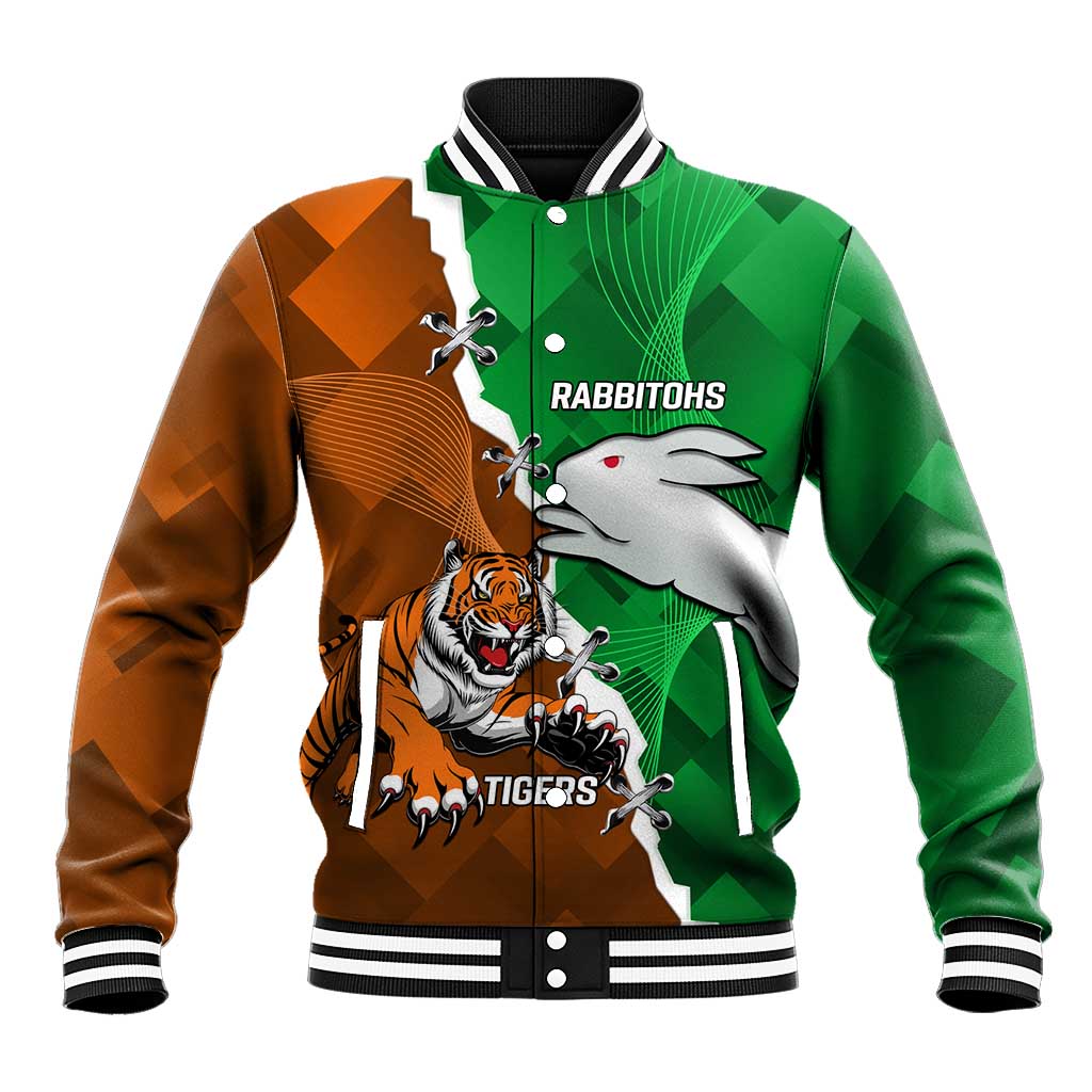 Custom Rabbitohs And Tigers Baseball Jacket Together Dynamic Style
