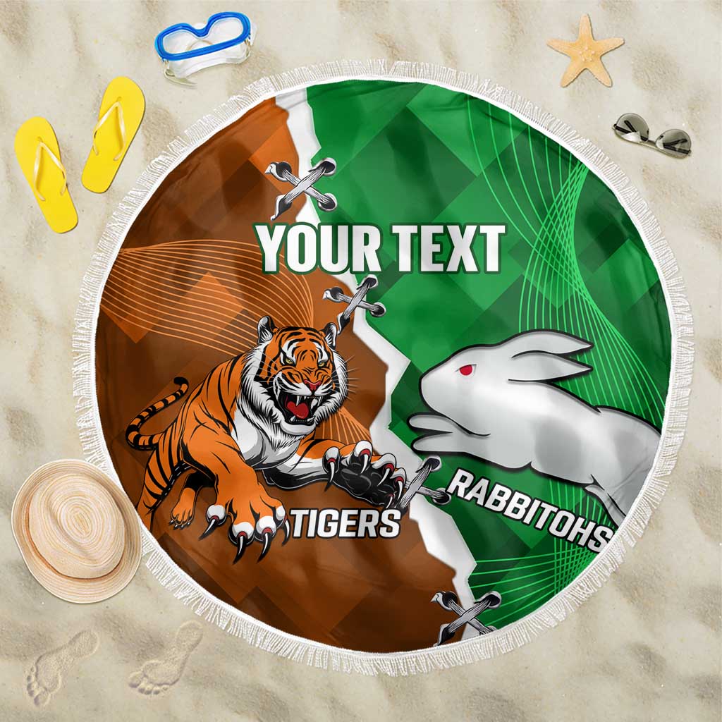Custom Rabbitohs And Tigers Beach Blanket Together Dynamic Style