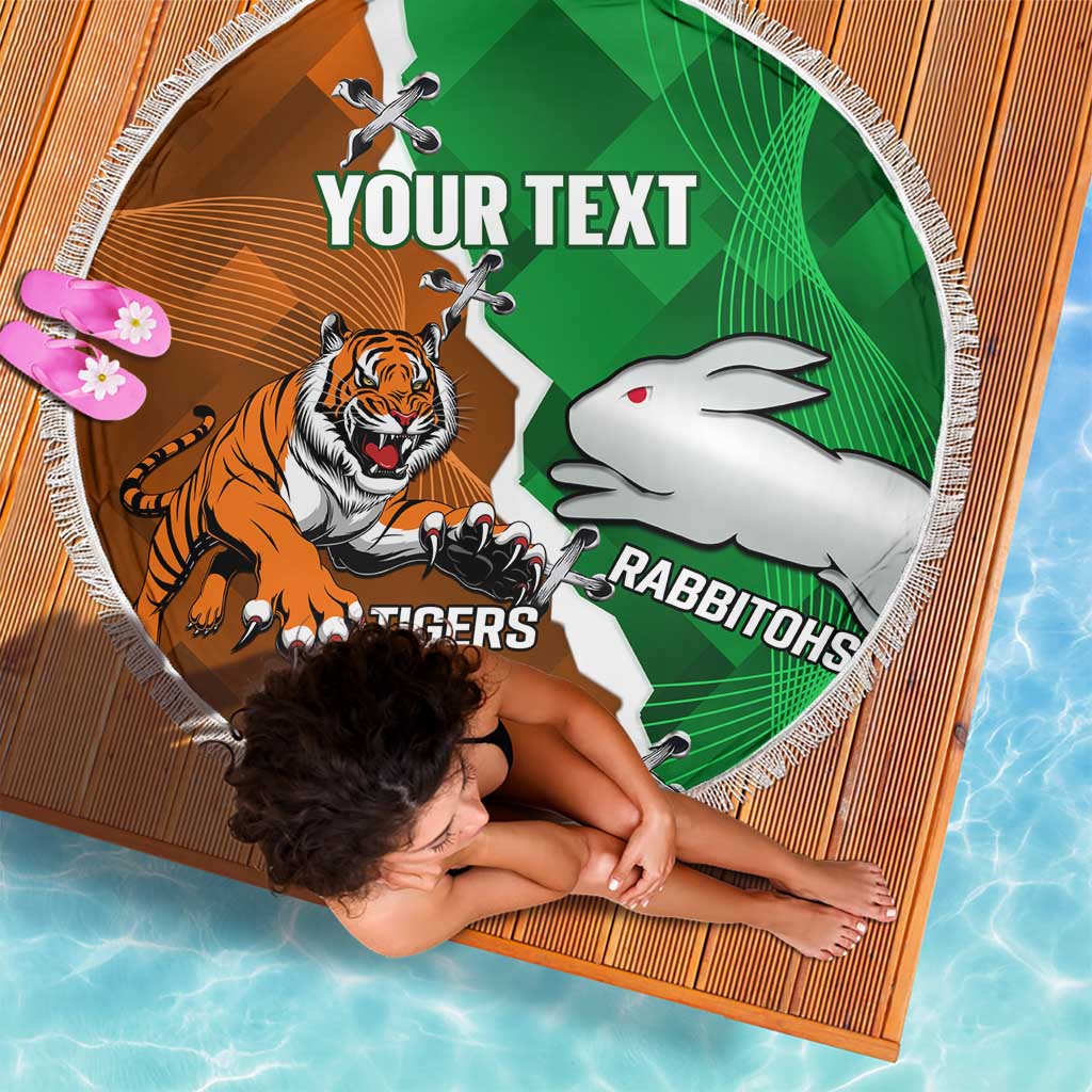 Custom Rabbitohs And Tigers Beach Blanket Together Dynamic Style