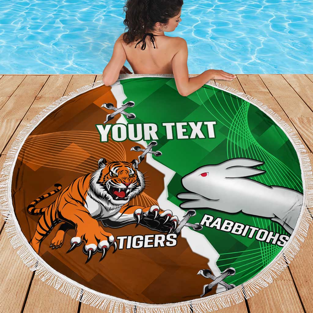 Custom Rabbitohs And Tigers Beach Blanket Together Dynamic Style