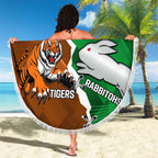 Custom Rabbitohs And Tigers Beach Blanket Together Dynamic Style