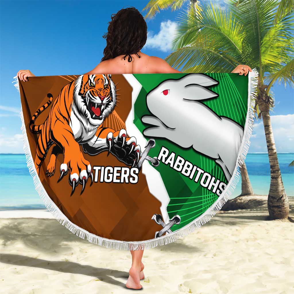 Custom Rabbitohs And Tigers Beach Blanket Together Dynamic Style