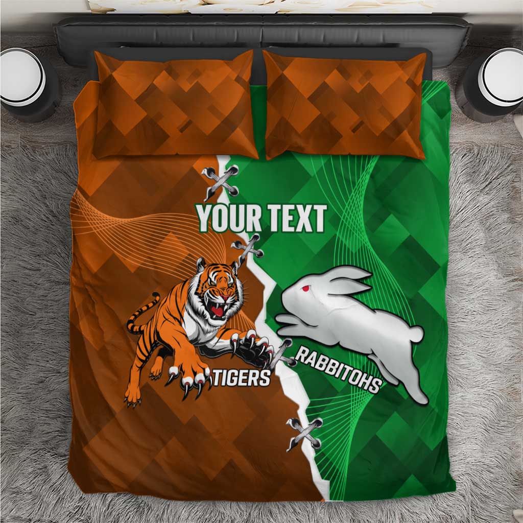Custom Rabbitohs And Tigers Bedding Set Together Dynamic Style
