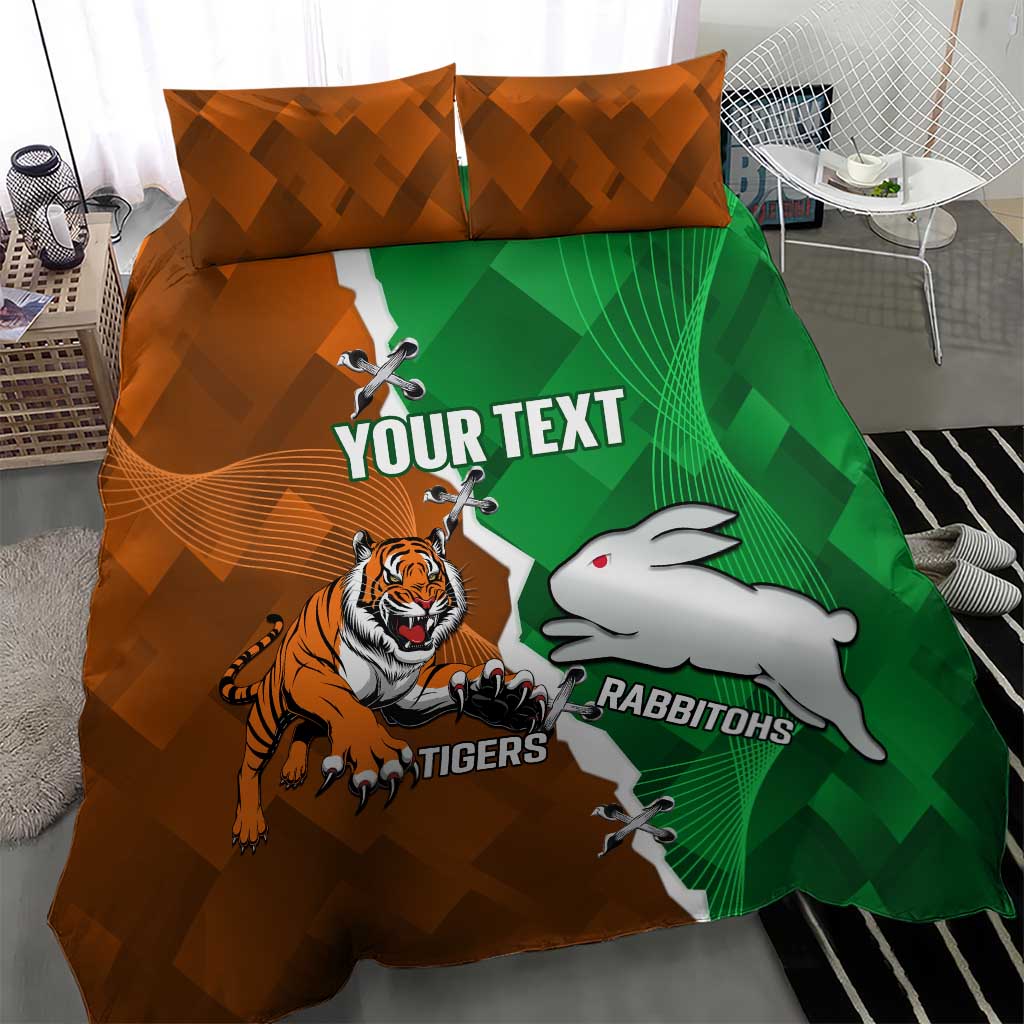 Custom Rabbitohs And Tigers Bedding Set Together Dynamic Style