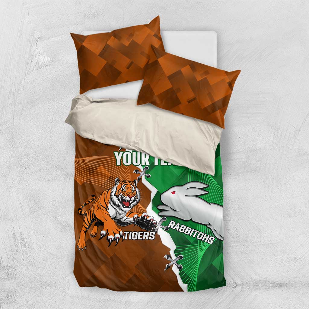 Custom Rabbitohs And Tigers Bedding Set Together Dynamic Style