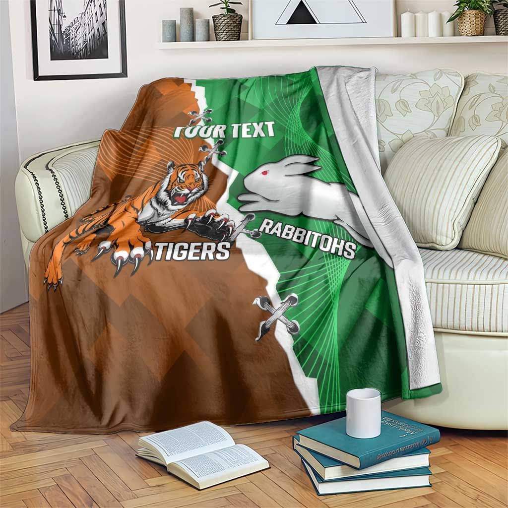 Custom Rabbitohs And Tigers Blanket Together Dynamic Style