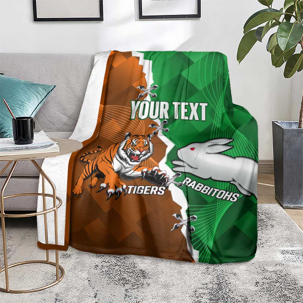 Custom Rabbitohs And Tigers Blanket Together Dynamic Style