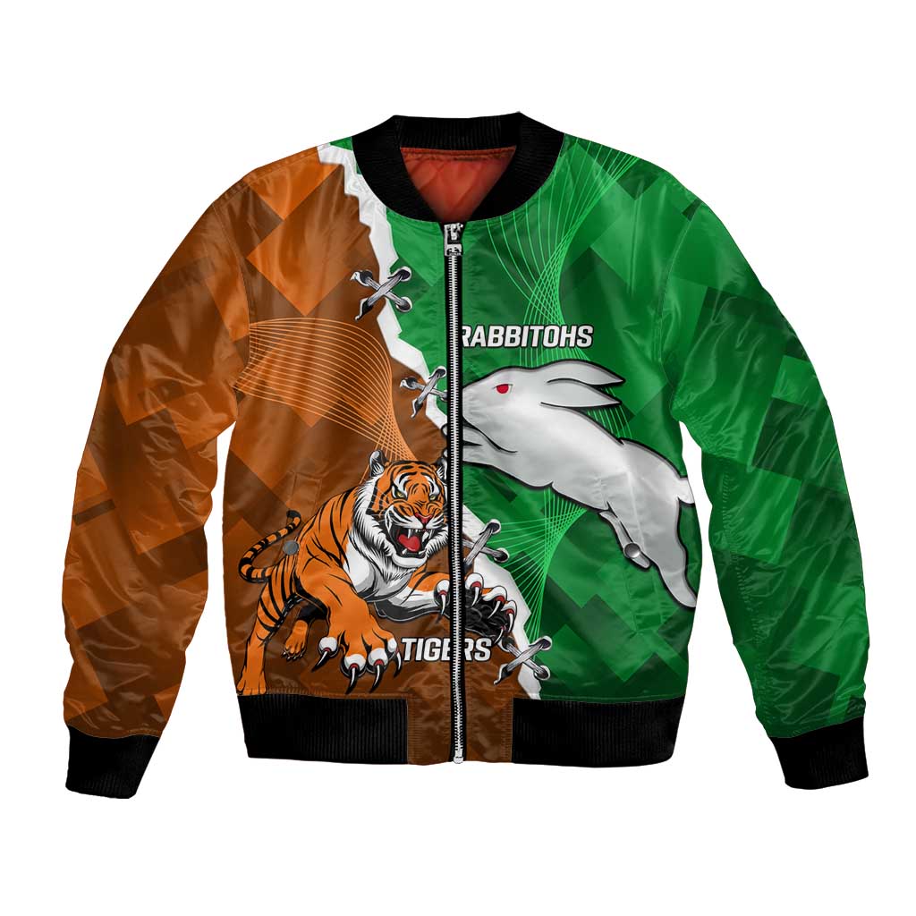 Custom Rabbitohs And Tigers Bomber Jacket Together Dynamic Style