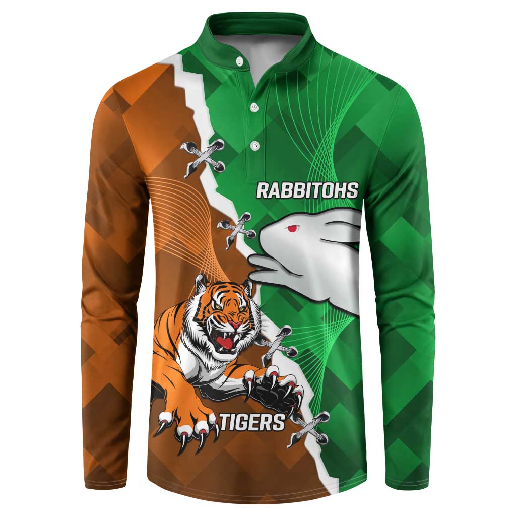 Custom Rabbitohs And Tigers Button Sweatshirt Together Dynamic Style