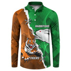 Custom Rabbitohs And Tigers Button Sweatshirt Together Dynamic Style