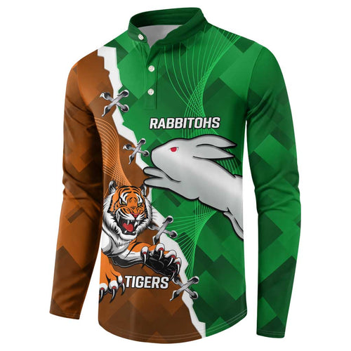 Custom Rabbitohs And Tigers Button Sweatshirt Together Dynamic Style