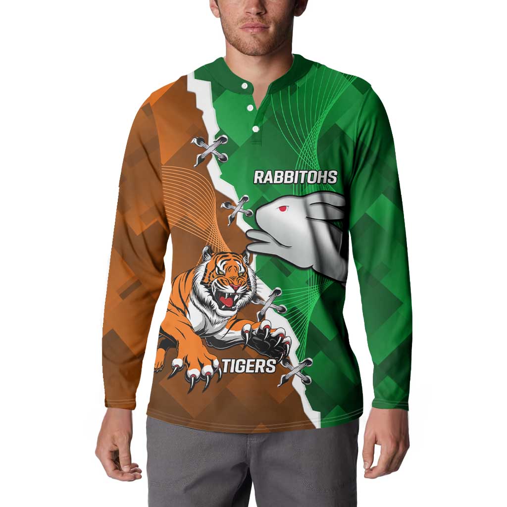Custom Rabbitohs And Tigers Button Sweatshirt Together Dynamic Style