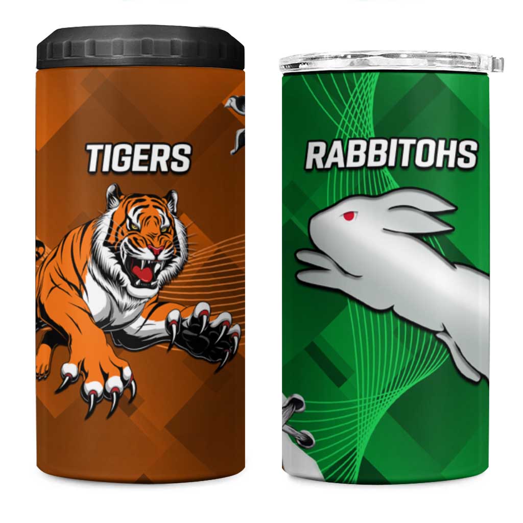 Rabbitohs And Tigers 4 in 1 Can Cooler Tumbler Together Dynamic Style