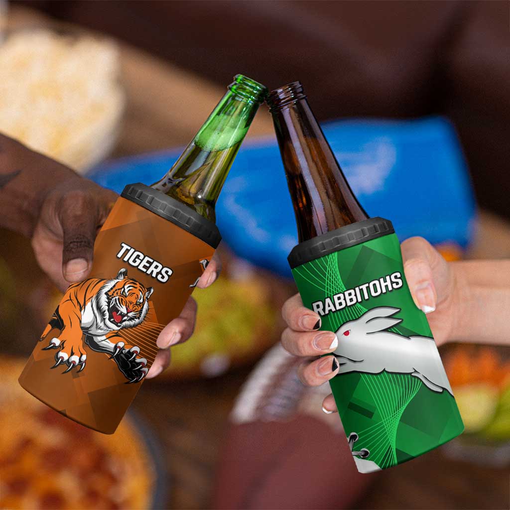 Rabbitohs And Tigers 4 in 1 Can Cooler Tumbler Together Dynamic Style