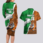 Custom Rabbitohs And Tigers Couples Matching Long Sleeve Bodycon Dress and Hawaiian Shirt Together Dynamic Style