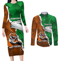 Custom Rabbitohs And Tigers Couples Matching Long Sleeve Bodycon Dress and Long Sleeve Button Shirt Together Dynamic Style