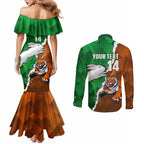 Custom Rabbitohs And Tigers Couples Matching Mermaid Dress and Long Sleeve Button Shirt Together Dynamic Style