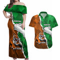 Custom Rabbitohs And Tigers Couples Matching Off Shoulder Maxi Dress and Hawaiian Shirt Together Dynamic Style