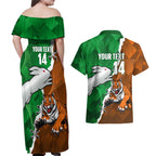 Custom Rabbitohs And Tigers Couples Matching Off Shoulder Maxi Dress and Hawaiian Shirt Together Dynamic Style