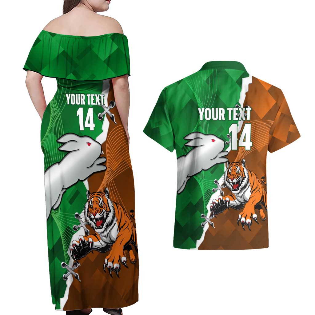 Custom Rabbitohs And Tigers Couples Matching Off Shoulder Maxi Dress and Hawaiian Shirt Together Dynamic Style