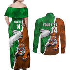 Custom Rabbitohs And Tigers Couples Matching Off Shoulder Maxi Dress and Long Sleeve Button Shirt Together Dynamic Style