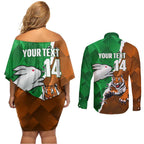 Custom Rabbitohs And Tigers Couples Matching Off Shoulder Short Dress and Long Sleeve Button Shirt Together Dynamic Style
