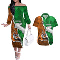 Custom Rabbitohs And Tigers Couples Matching Off The Shoulder Long Sleeve Dress and Hawaiian Shirt Together Dynamic Style