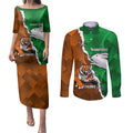 Custom Rabbitohs And Tigers Couples Matching Puletasi and Long Sleeve Button Shirt Together Dynamic Style
