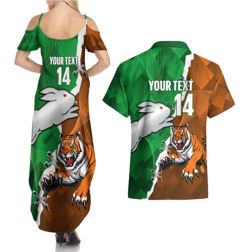 Custom Rabbitohs And Tigers Couples Matching Summer Maxi Dress and Hawaiian Shirt Together Dynamic Style