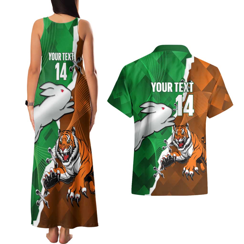 Custom Rabbitohs And Tigers Couples Matching Tank Maxi Dress and Hawaiian Shirt Together Dynamic Style