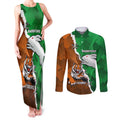 Custom Rabbitohs And Tigers Couples Matching Tank Maxi Dress and Long Sleeve Button Shirt Together Dynamic Style