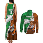 Custom Rabbitohs And Tigers Couples Matching Tank Maxi Dress and Long Sleeve Button Shirt Together Dynamic Style