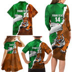Custom Rabbitohs And Tigers Family Matching Long Sleeve Bodycon Dress and Hawaiian Shirt Together Dynamic Style