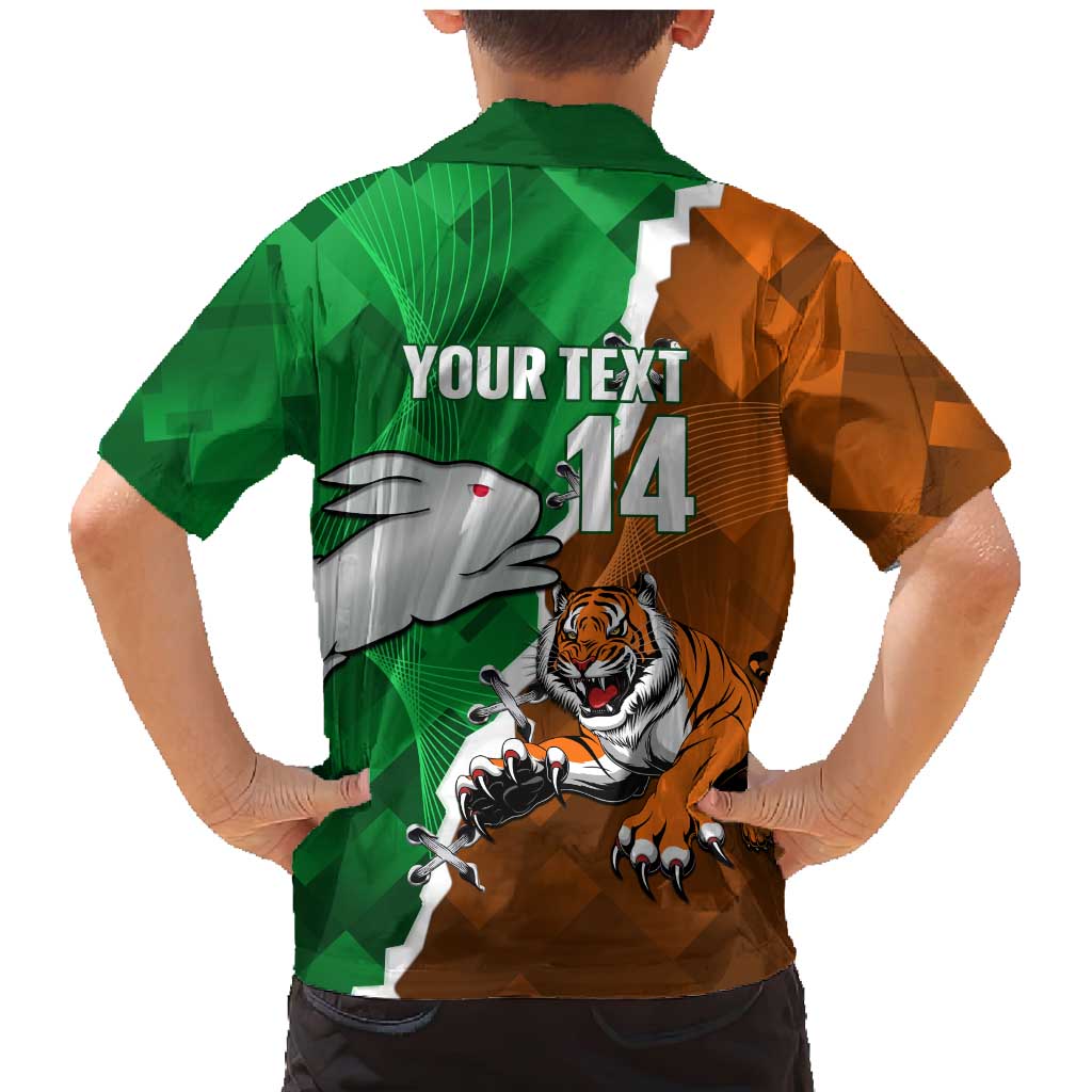 Custom Rabbitohs And Tigers Family Matching Mermaid Dress and Hawaiian Shirt Together Dynamic Style
