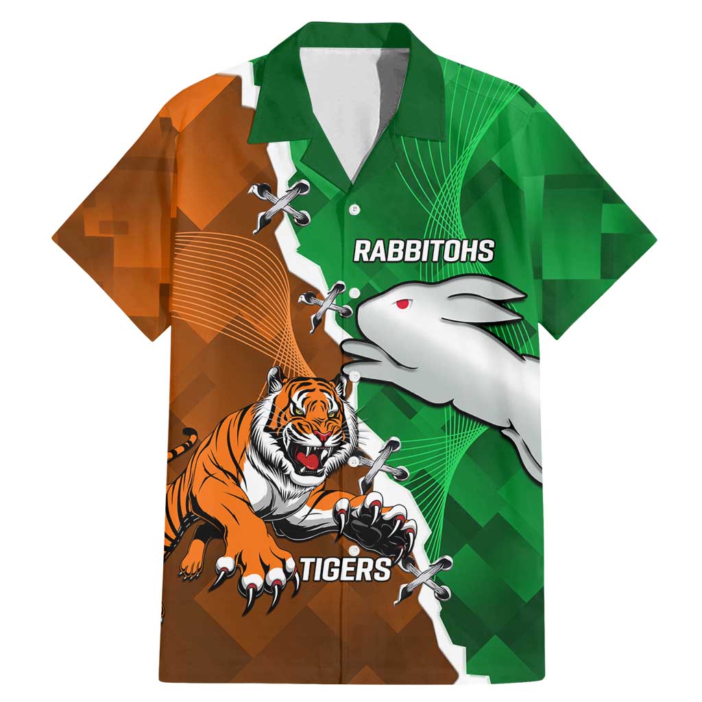 Custom Rabbitohs And Tigers Family Matching Mermaid Dress and Hawaiian Shirt Together Dynamic Style