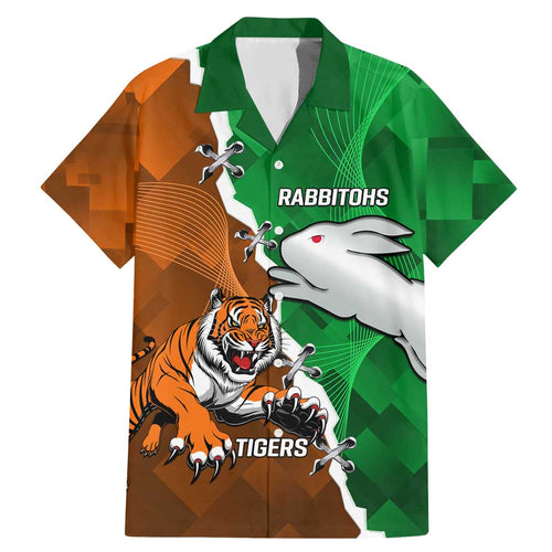 Custom Rabbitohs And Tigers Family Matching Mermaid Dress and Hawaiian Shirt Together Dynamic Style